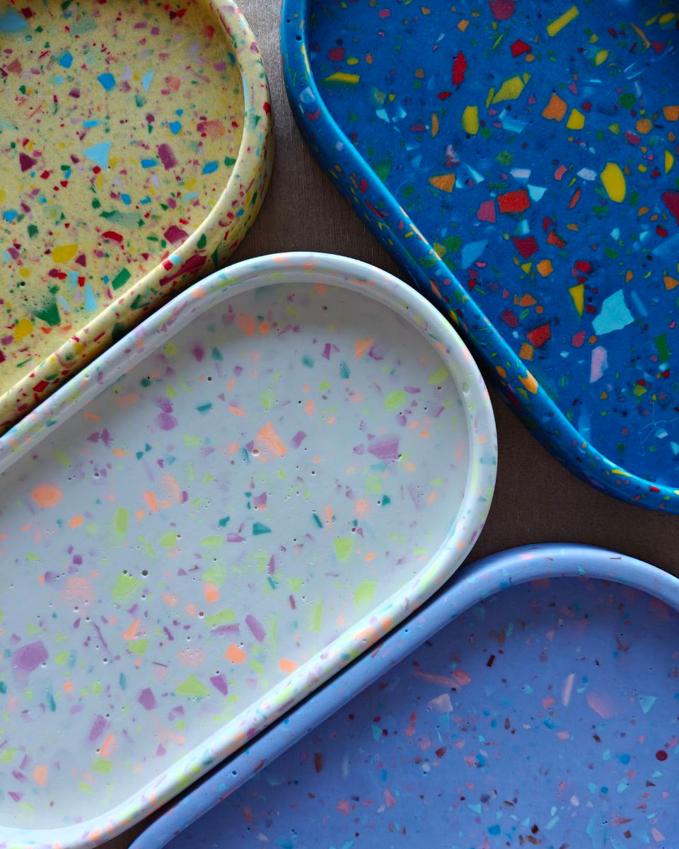 The Oval, Blue with rainbow terrazzo