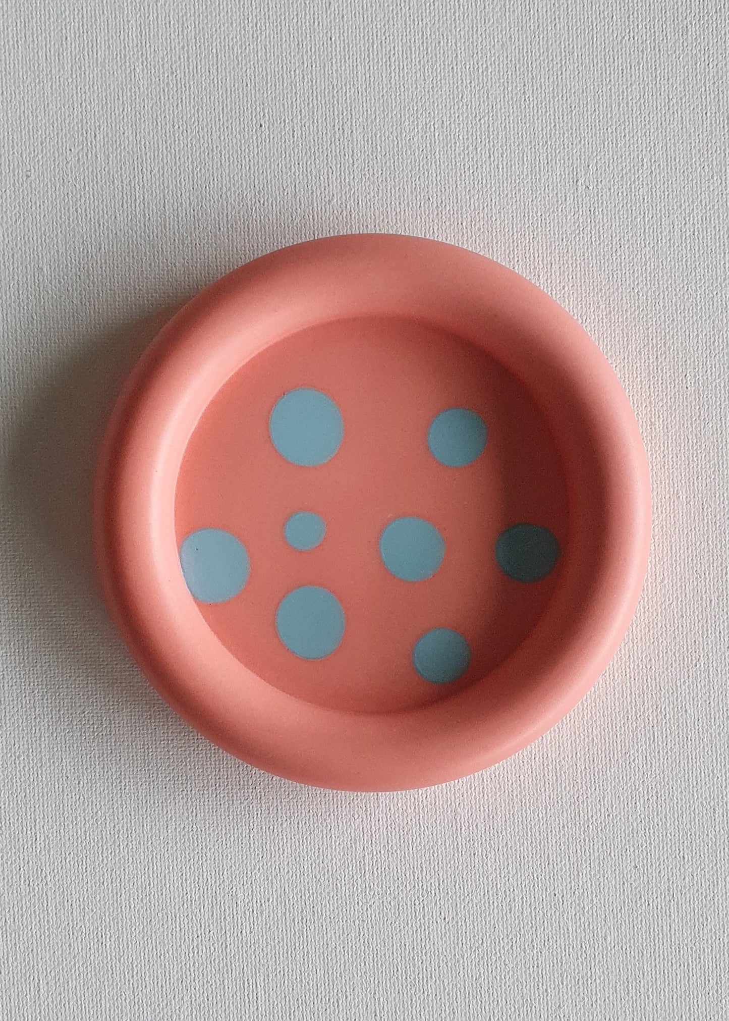 The Halo, Peachy Pink with Blue Spots