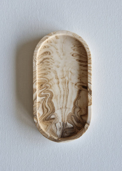 The Oval, Beige abstract marble