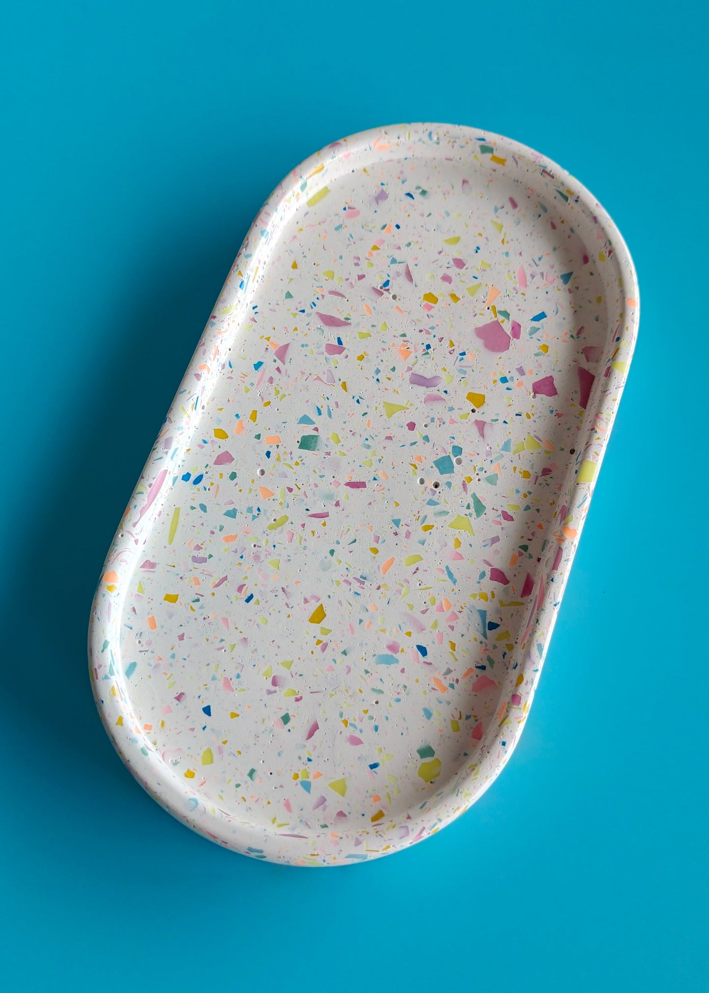 The Oval, White with colorful terrazzo