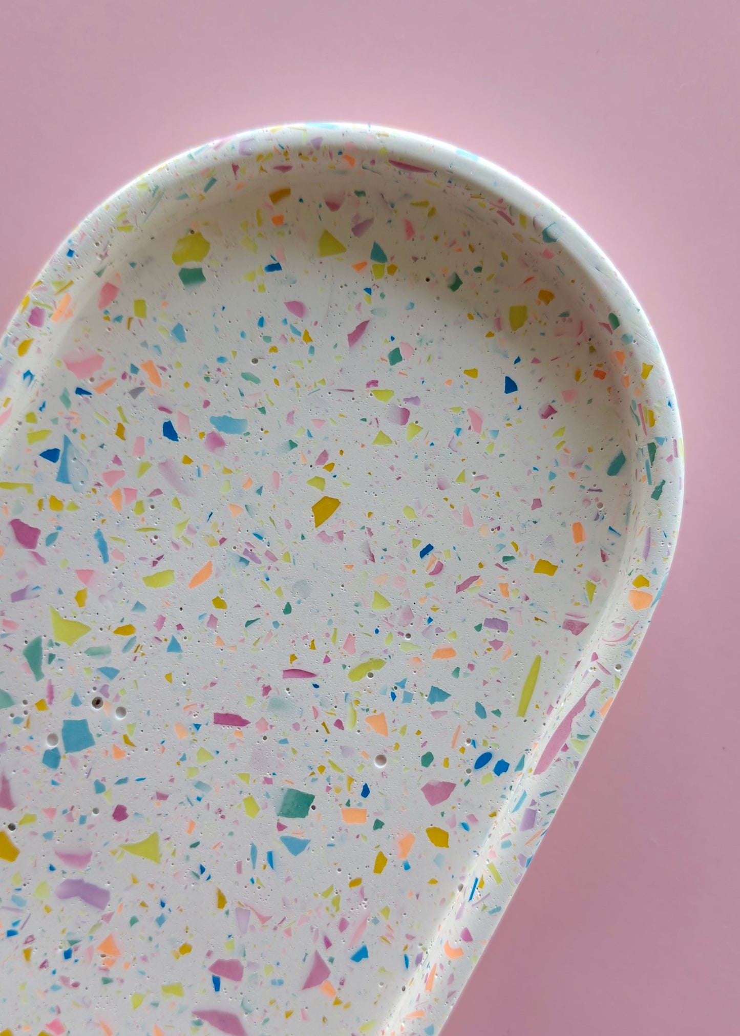 The Oval, White with colorful terrazzo