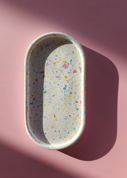 The Oval, White with colorful terrazzo